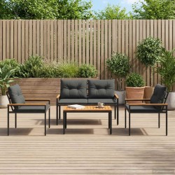 Ensemble de meubles d'extérieur 4 pcs Gris foncé polyrotin 636168636168
