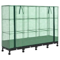 Jardinière de jardin avec couverture de serre et roues 4 pc PP 636169636169