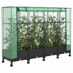 Jardinière de jardin avec couverture de serre et roues 4 pc PP 636169636169