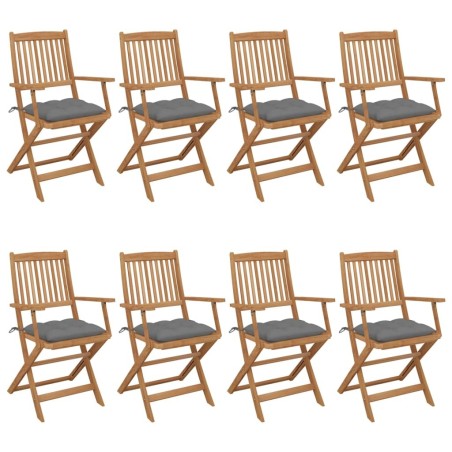 Chaises pliables de jardin lot de 8 avec coussins Bois d'acacia 636170636170