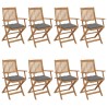Chaises pliables de jardin lot de 8 avec coussins Bois d'acacia 636170636170