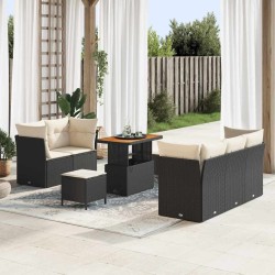 Ensemble de canapé de jardin avec coussin 8 pcs Noir et crème 636182636182