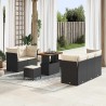 Ensemble de canapé de jardin avec coussin 8 pcs Noir et crème 636182636182
