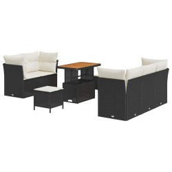 Ensemble de canapé de jardin avec coussin 8 pcs Noir et crème 636182636182