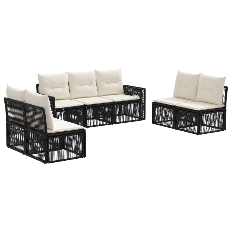 Ensemble de canapé de jardin 7 pcs Noir et blanc crème 636186636186