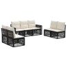 Ensemble de canapé de jardin 7 pcs Noir et blanc crème 636186636186