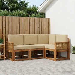 Ensemble de canapés d'extérieur 4 pcs Naturel et Beige 636189636189