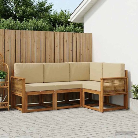 Ensemble de canapés d'extérieur 4 pcs Naturel et Beige 636189636189