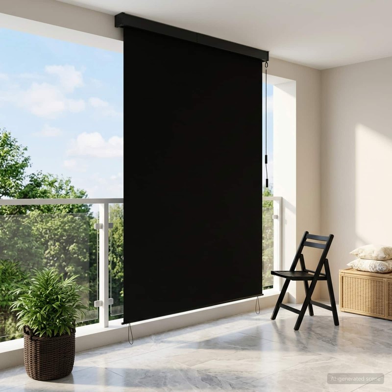 Store enrouleur Noir 60 x 250 cm Tissu et Aluminium 636190636190