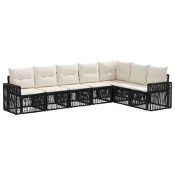 Ensemble de canapé de jardin 7 pcs Noir et blanc crème 636196636196