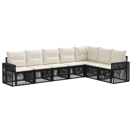 Ensemble de canapé de jardin 7 pcs Noir et blanc crème 636196636196
