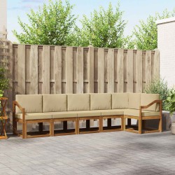 Ensemble de canapés d'extérieur 6 pcs Naturel et Beige 636202636202