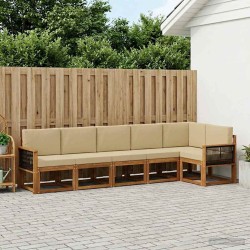 Ensemble de canapés d'extérieur 6 pcs Naturel et Beige 636204636204