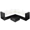 Salon de jardin 4 pcs avec coussins Résine tressée Noir 636205636205