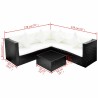 Salon de jardin 4 pcs avec coussins Résine tressée Noir 636205636205