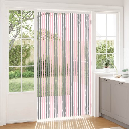 Rideau anti-insectes en chenille Gris Argent et Rose 636206636206