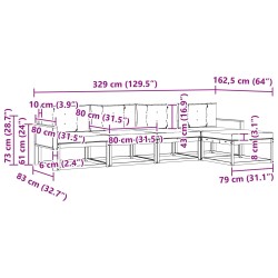 Ensemble de canapés d'extérieur 5 pcs Naturel et Gris clair 636208636208