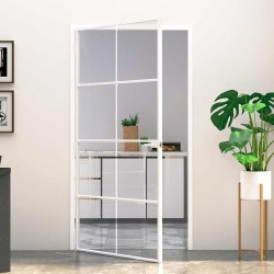 Porte d'intérieur Blanc 102x201,5 cm Trempé verre aluminium fin 636209636209