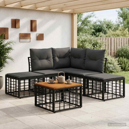 Ensemble de canapés d'extérieur 6 pcs Noir et Gris foncé 636211636211