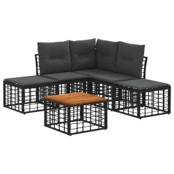 Ensemble de canapés d'extérieur 6 pcs Noir et Gris foncé 636211636211