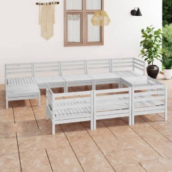 Salon de jardin 10 pcs Blanc Bois de pin massif 636218636218
