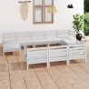 Salon de jardin 10 pcs Blanc Bois de pin massif 636218636218
