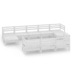 Salon de jardin 10 pcs Blanc Bois de pin massif 636218636218