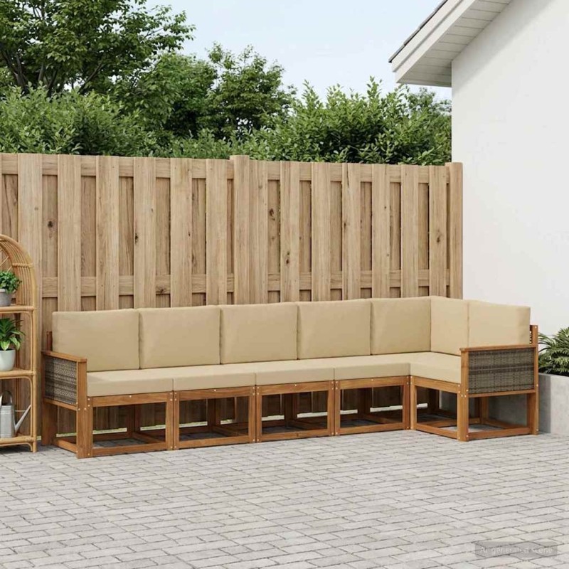 Ensemble de canapés d'extérieur 6 pcs Naturel et Beige 636222636222