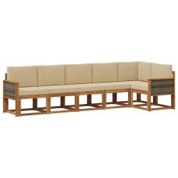 Ensemble de canapés d'extérieur 6 pcs Naturel et Beige 636222636222