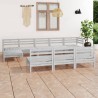 Salon de jardin 10 pcs Blanc Bois de pin massif 636223636223