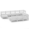 Salon de jardin 10 pcs Blanc Bois de pin massif 636223636223
