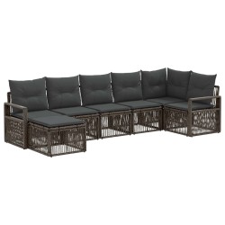 Ensemble de canapé de jardin 7 pcs Gris polyrotin 636230636230