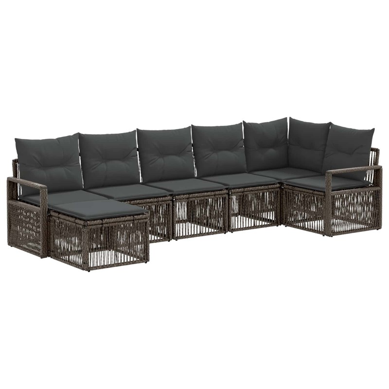 Ensemble de canapé de jardin 7 pcs Gris polyrotin 636230636230