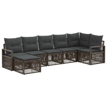 Ensemble de canapé de jardin 7 pcs Gris polyrotin 636230636230
