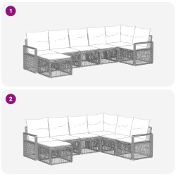 Ensemble de canapé de jardin 7 pcs Gris polyrotin 636230636230
