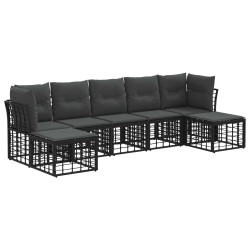 Ensemble de canapés d'extérieur Noir Polyester 636233636233