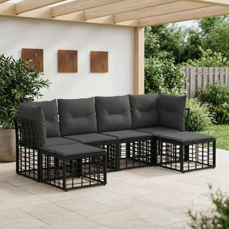 Ensemble de canapés d'extérieur Noir Polyester 636234636234