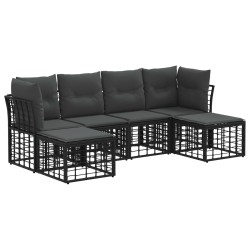 Ensemble de canapés d'extérieur Noir Polyester 636234636234
