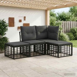 Ensemble de canapés d'extérieur Noir Polyester 636235636235