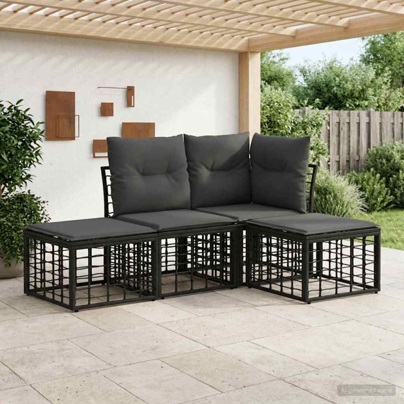 Ensemble de canapés d'extérieur Noir Polyester 636235636235