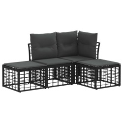 Ensemble de canapés d'extérieur Noir Polyester 636235636235