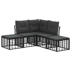 Ensemble de canapés d'extérieur Noir Polyester 636236636236