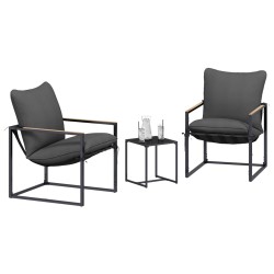 Ensemble de canapé de jardin 3 pcs Noir et anthracite Acier 636239636239
