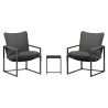 Ensemble de canapé de jardin 3 pcs Noir et anthracite Acier 636239636239