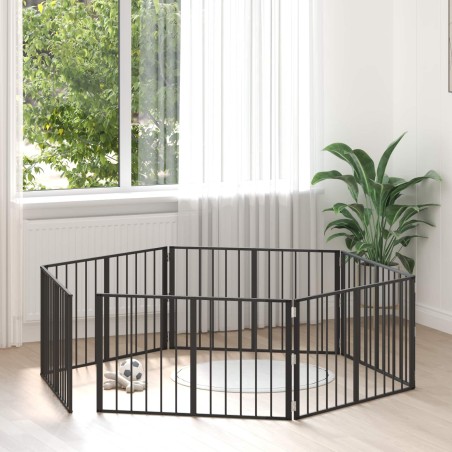 Porte pour chien 6 pcs Noir 100 x 60 cm Acier galvanisé 636240636240