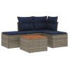 Ensemble de canapé de jardin 5 pcs avec coussins gris résine tressée 636241636241