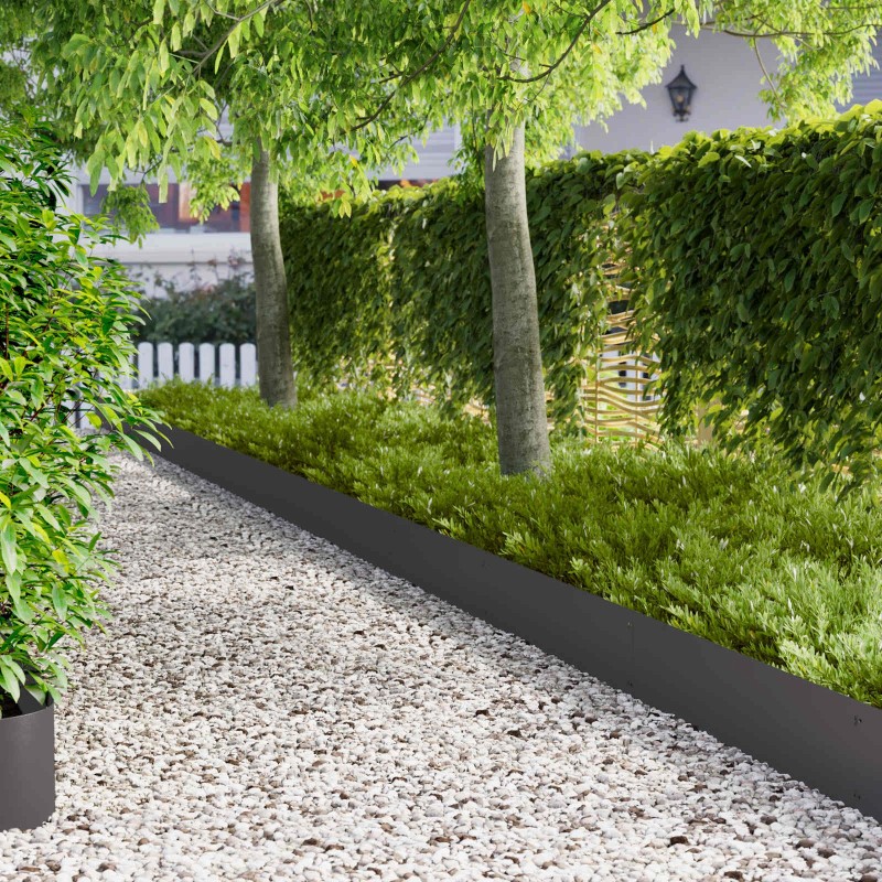 Bordure de Pelouse 10 pcs 103 x 25 cm Acier Noir 636242636242