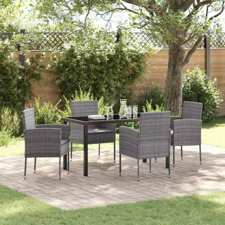 Ensemble de salle à manger pour jardin 5 pcs Gris polyrotin 636243636243