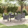 Ensemble de salle à manger pour jardin 5 pcs Gris polyrotin 636243636243