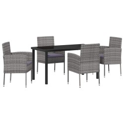 Ensemble de salle à manger pour jardin 5 pcs Gris polyrotin 636243636243